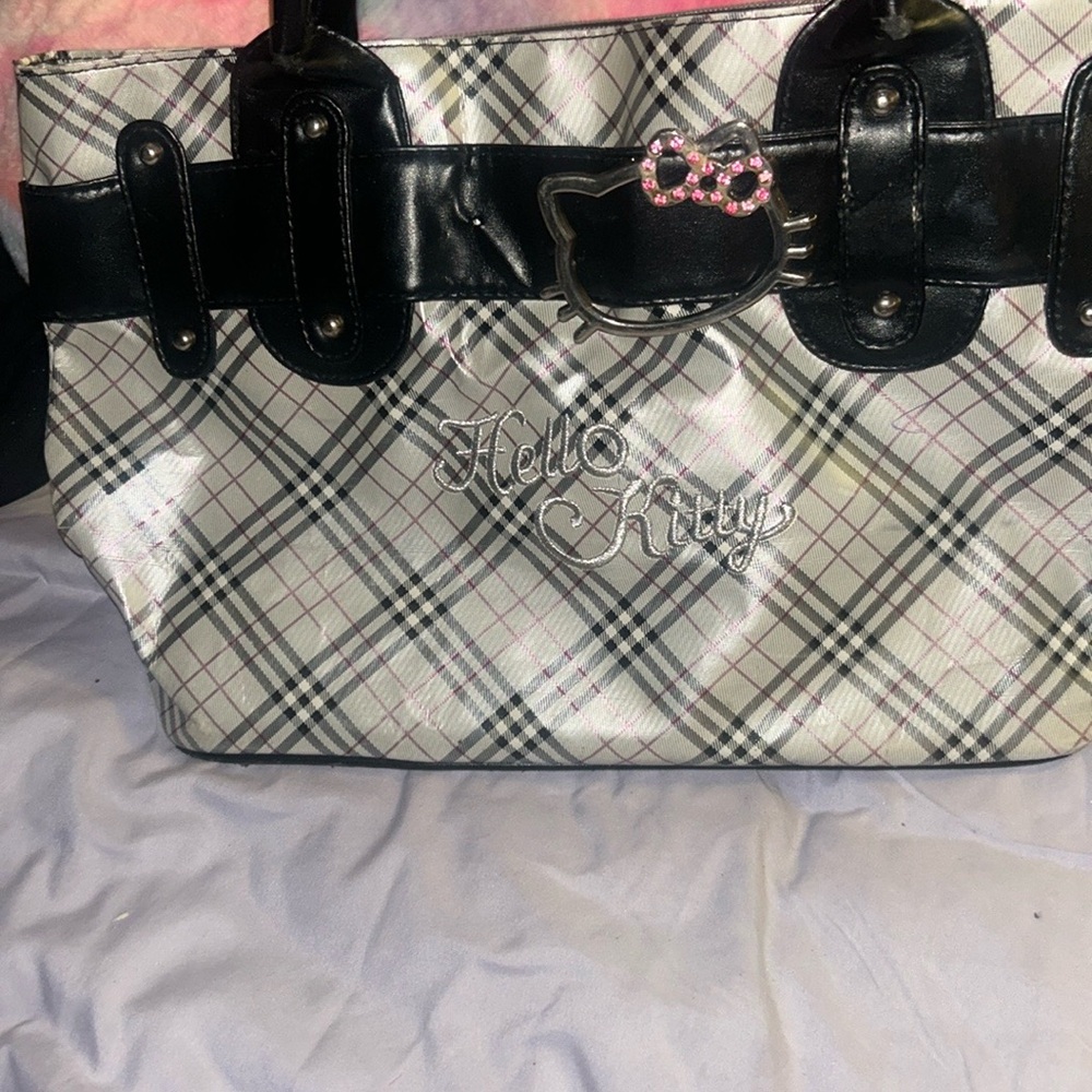 Hello Kitty Black and White Tartan Tote
